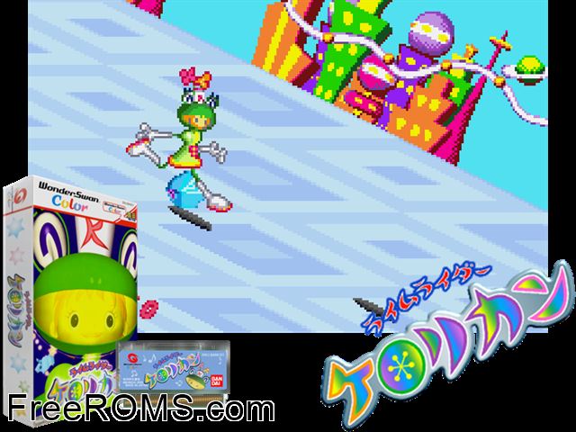 Rhyme Rider Kerorikan (J) [!] Wonderswan game showing 3D box cover and gameplay screenshot